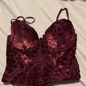 Elegant Velvet Burgundy Bustier